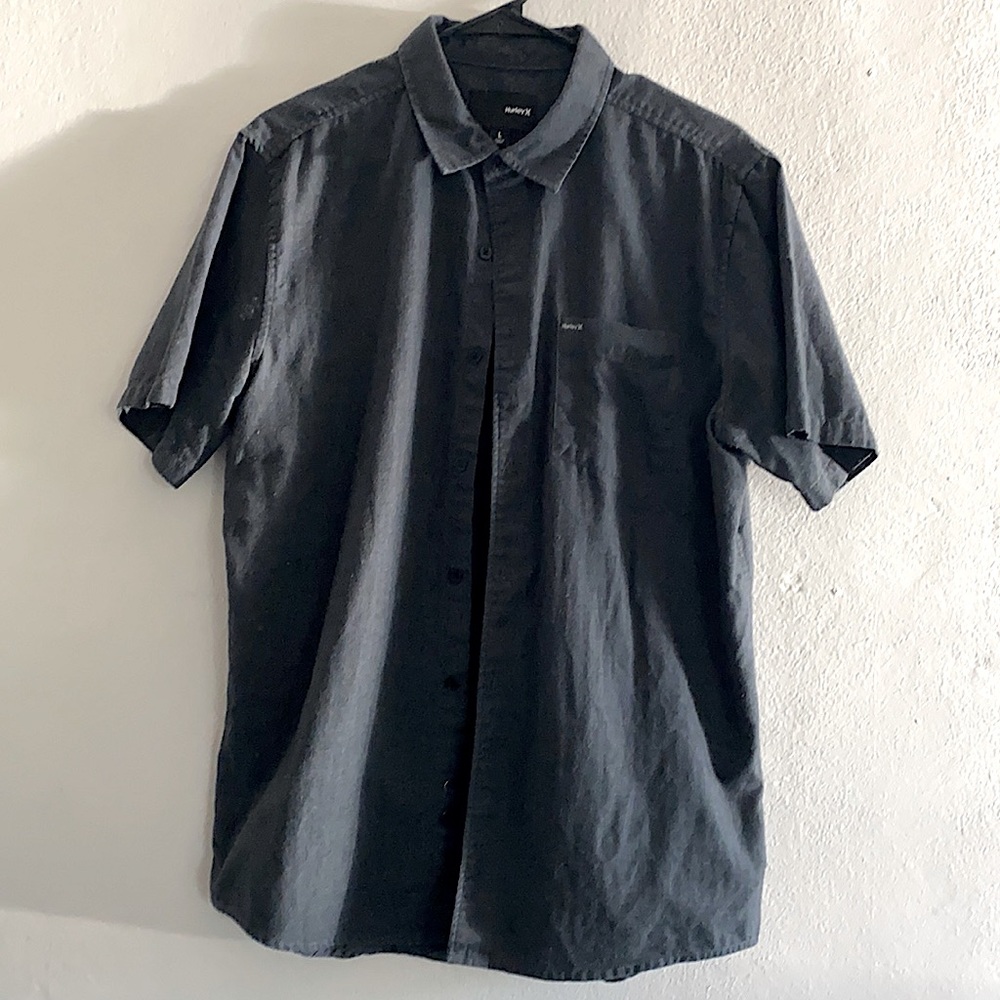 Hurley Button Down Collared Shirt - Dark Gray - L